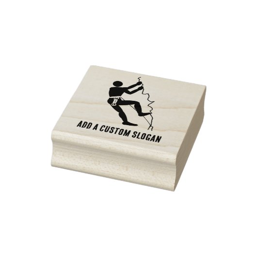 Bergklimmer met eigen slogan Climbing Rockface Rubberstempel (Stempel)