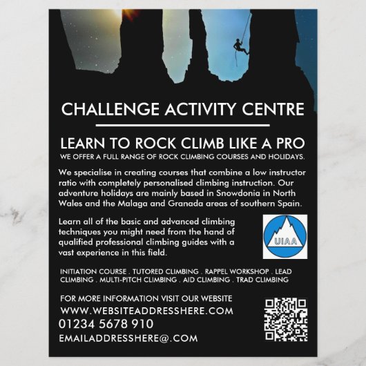 Bergklimmer Silhouette, klimmen en wiepen Flyer (Voorkant)