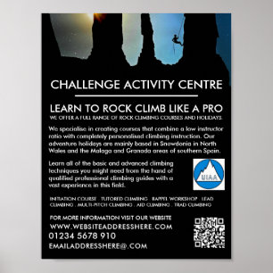 Bergklimmer Silhouette, klimmen en wiepen Poster