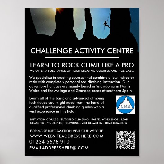 Bergklimmer Silhouette, klimmen en wiepen Poster (Voorkant)