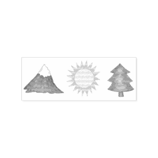 Bergklimmer Sun Pine Tree Camping Hiking Stamp Rubberstempel (Gestempeld)