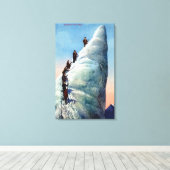 Bergklimmers die proberen een Serac te verdoven Canvas Afdruk (Insitu (Houten vloer))