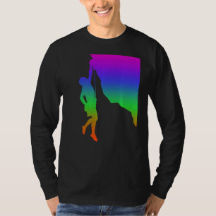 Bergklimschaduwen in regenboogkleur t-shirt