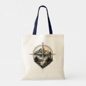 Bergkompas Vintage Tote Tas (Achterkant)