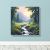 Bergkreekblad  canvas afdruk (Insitu (Houten vloer))