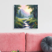 Bergkreekblad  canvas afdruk (Insitu (Woonkamer))