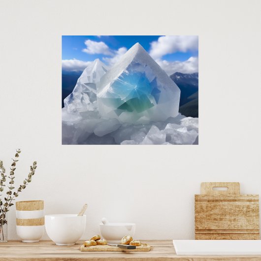 bergkristal in de bergen poster (Keuken)