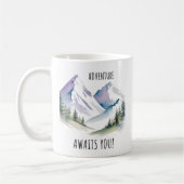 Bergkunst, reislust, avontuur wacht, reizen koffiemok (Links)