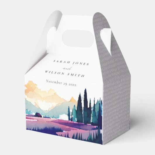 Bergland - Lila velden - Landschap Weduwschap Bedankdoosjes (Achterkant)