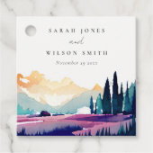 Bergland - Lila velden - Landschap Weduwschap Bedankjes Labels (Voorkant)