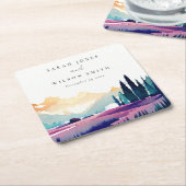 Bergland - Lila velden - Landschap Weduwschap Kartonnen Onderzetters (Schuin)