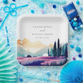 Bergland - Lila velden - Landschap Weduwschap Papieren Bordje (Feest)