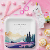 Bergland - Lila velden - Landschap Weduwschap Papieren Bordje (Feest)