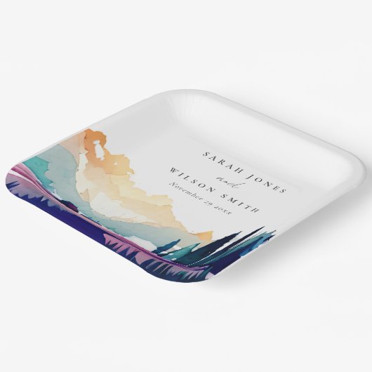 Bergland - Lila velden - Landschap Weduwschap Papieren Bordje (Gebogen)