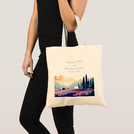 Bergland - Lila velden - Landschap Weduwschap Tote Bag (Voorkant (product))