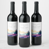 Bergland - Lila velden - Landschap Weduwschap Wijn Etiket (Flessen)