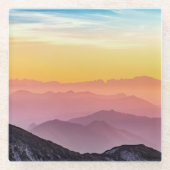 Berglandschap bij zonsondergang    glazen onderzetter (Voorkant)