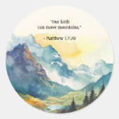 Berglandschap Bijbeltekst Koraal Ronde Sticker (Voorkant)