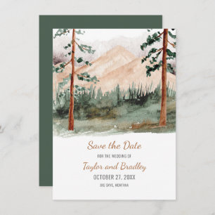 Berglandschap Bomen Rustic sparen de datum Save The Date