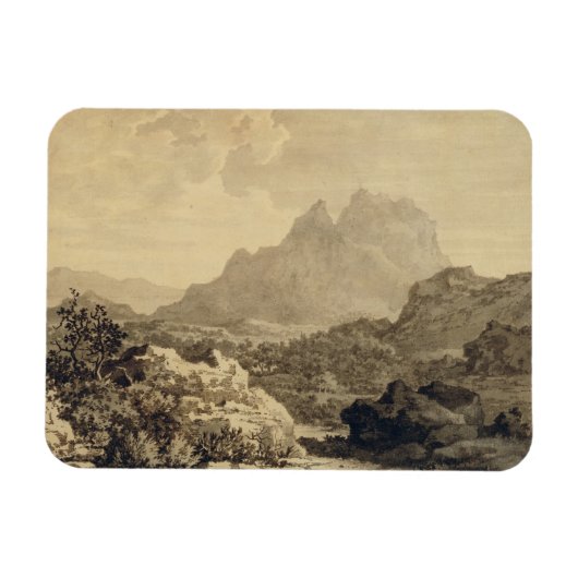 Berglandschap, c.1780 (grijs en bruin wasgoed) magneet (Horizontaal)