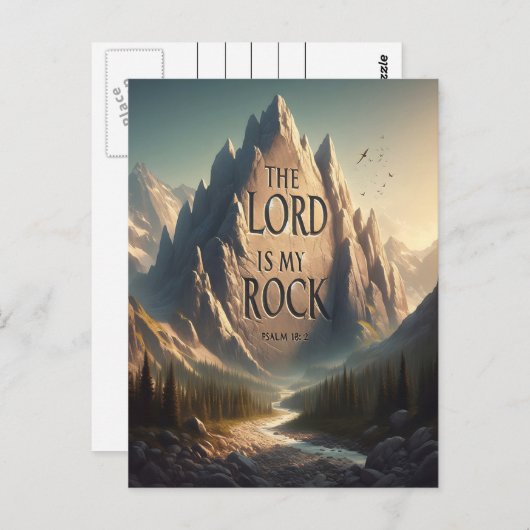 Berglandschap DE HEER IS MIJN ROTSPSALM 18:2 Briefkaart (Voorkant / Achterkant)