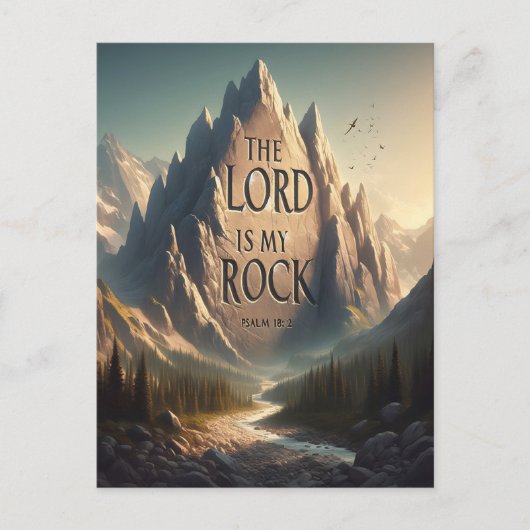 Berglandschap DE HEER IS MIJN ROTSPSALM 18:2 Briefkaart (Voorkant)