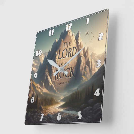 Berglandschap DE HEER IS MIJN ROTSPSALM 18:2 Vierkante Klok (Hoek)