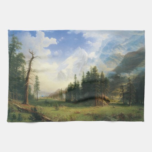 Berglandschap door Albert Bierstadt Theedoek (Horizontaal)