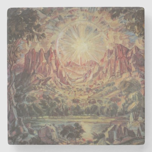 Berglandschap (door Konstantin Bogaevsky) Stenen Onderzetter (Voorkant)