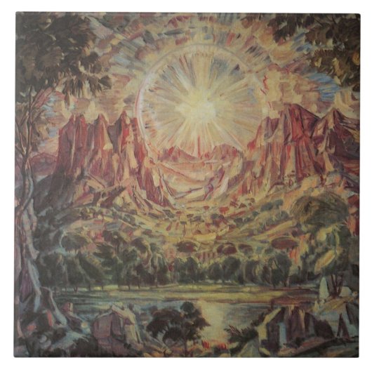 Berglandschap (door Konstantin Bogaevsky) Tegeltje (Voorkant)