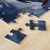 Berglandschap en dorp in Sneeuwscène Legpuzzel (Zijkant)