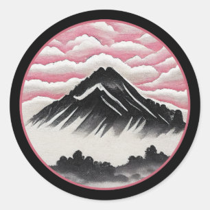 berglandschap in de Japanse kunst Ronde Sticker