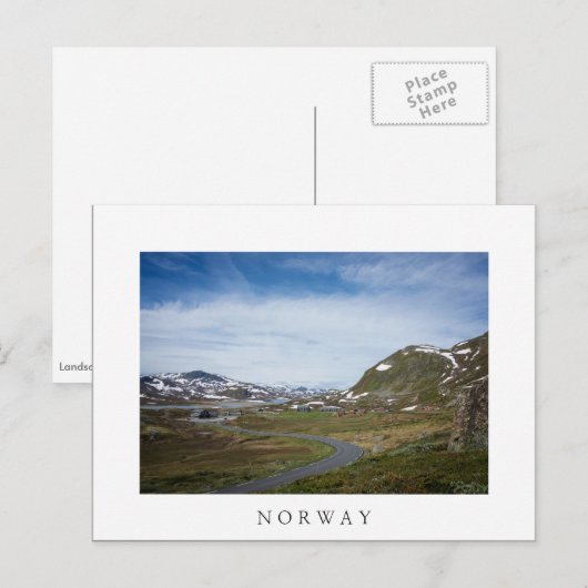 Berglandschap in het Noorse witte briefkaart (Voorkant / Achterkant)