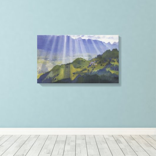 Berglandschap in Zwitserland (Serebriakova) Canvas Afdruk (Insitu (Houten vloer))