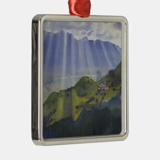 Berglandschap in Zwitserland (Serebriakova) Metalen Ornament (Rechts)