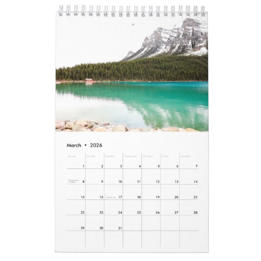 Berglandschap klein, wit kalender (Mar 2026)