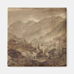Berglandschap, Macugnaga, 1845 (pen en bruin) Magneet