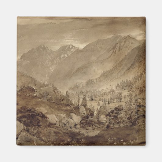 Berglandschap, Macugnaga, 1845 (pen en bruin) Magneet (Voorkant)