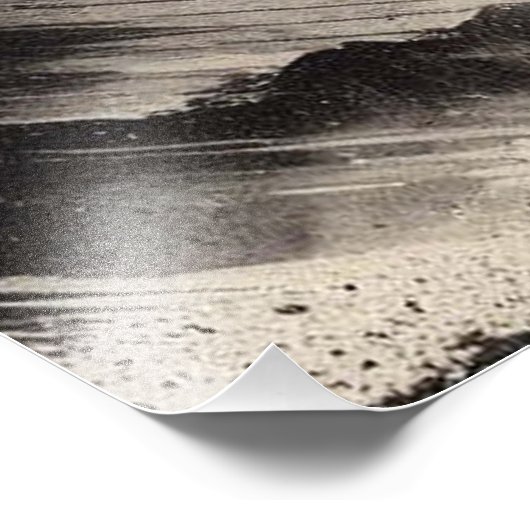 Berglandschap met Abstracte cirkels, zwart Foto Afdruk (Hoek)