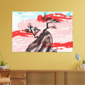 Berglandschap met boomschaduw canvas afdruk (Insitu (Woonkamer))