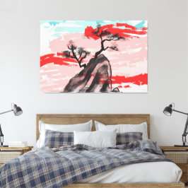 Berglandschap met boomschaduw canvas afdruk