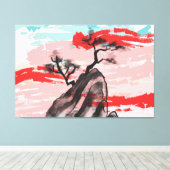 Berglandschap met boomschaduw canvas afdruk (Insitu (Houten vloer))