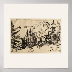 Berglandschap met dennenbomen - Kirchner Kunst Poster