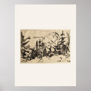 Berglandschap met dennenbomen - Kirchner Kunst Poster
