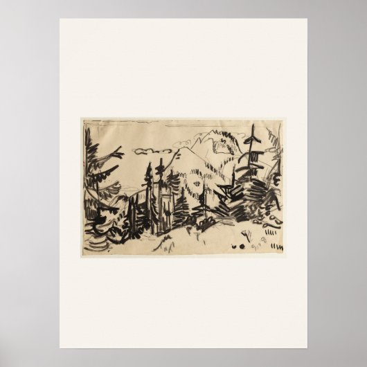 Berglandschap met dennenbomen - Kirchner Kunst Poster (Voorkant)