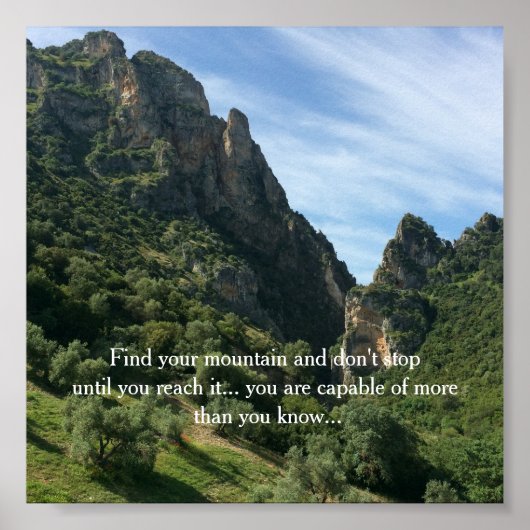 Berglandschap met inspirerende quote poster (Voorkant)