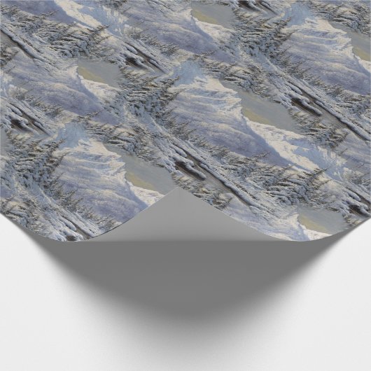  berglandschap met sneeuw cadeaupapier (Hoek)