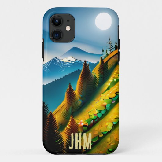 Berglandschap met volle maan Case-Mate iPhone case (Achterkant)