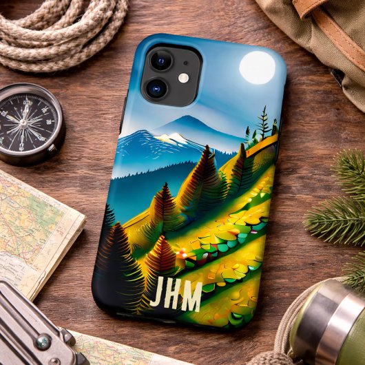 Berglandschap met volle maan  Case-Mate iPhone case