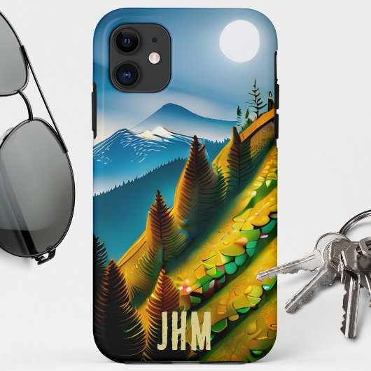 Berglandschap met volle maan Case-Mate iPhone case